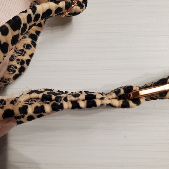 Shade & Shore Padded Push Up Bikini Top 34DD Bottoms M Leopard Print Ribbed Swim - Picture 15 of 16